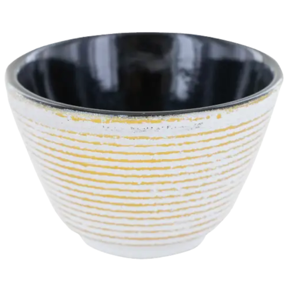 AROMANDISE Weisse Gusseisentasse mit Gold