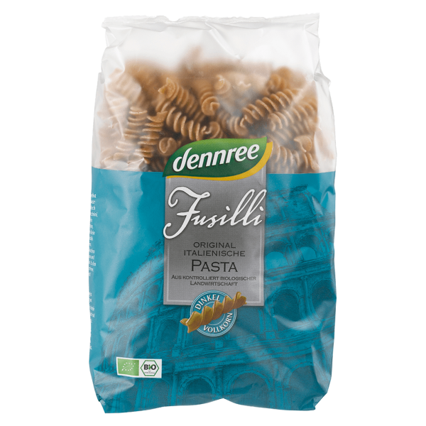 dennree Fusilli af økologisk spelt fuldkornsfusilli